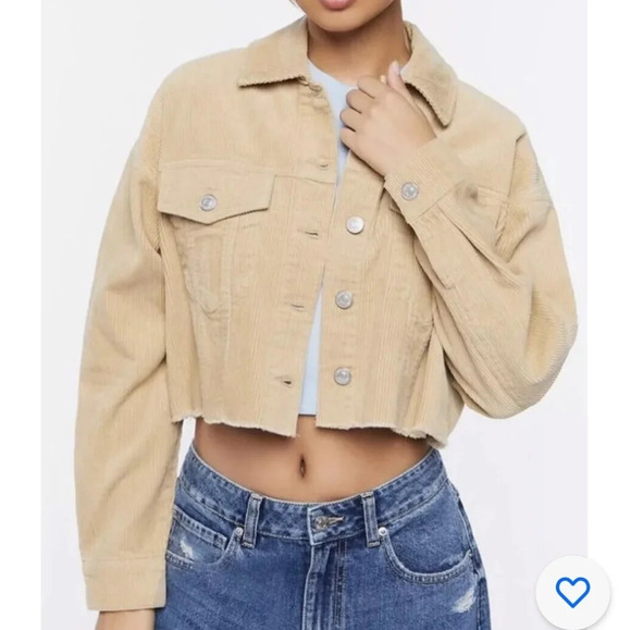 Zara Jackets & Blazers - Zara off white raw hem corduroy oversized jean jacket SZ M